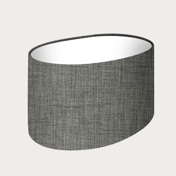 Rounded Oval Lampshade Charcoal Grey Textured 100% Linen Fabric 