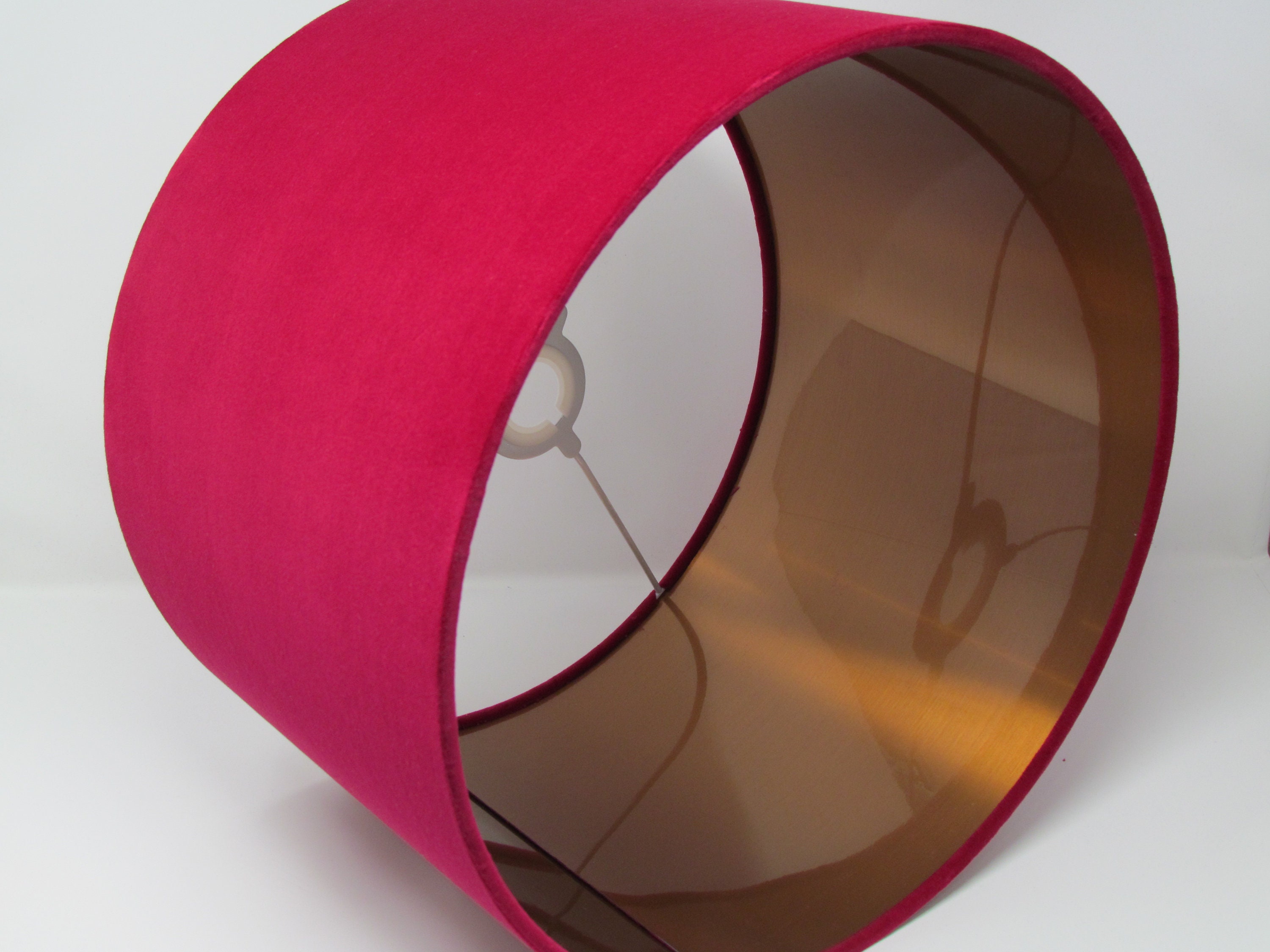 Raspberry Pink Velvet Drum Lampshade Ceiling Pendant Light Etsy