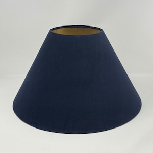 Navy Blue Velvet Brushed Gold Tapered Coolie Lampshade