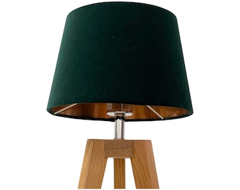 Dark Green Velvet Brushed Copper Tapered Empire Lampshade