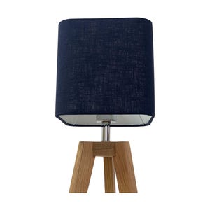 Navy Blue Textured 100% Linen Rounded Square Lampshade