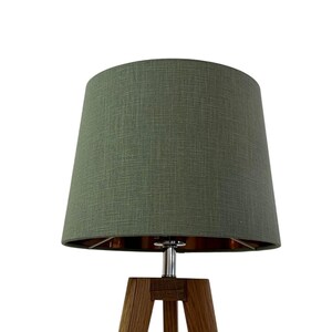 Sage Green Textured 100% Linen Brushed Copper Tapered Empire Lampshade