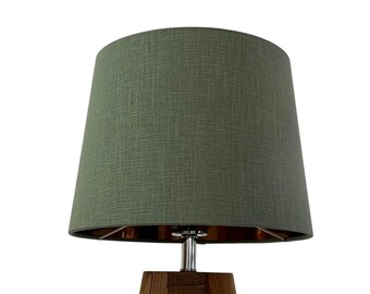 Sage Green Textured 100% Linen Brushed Copper Tapered Empire Lampshade