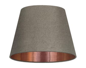 Natural Beige Textured 100% Linen Brushed Copper Tapered Empire Lampshade