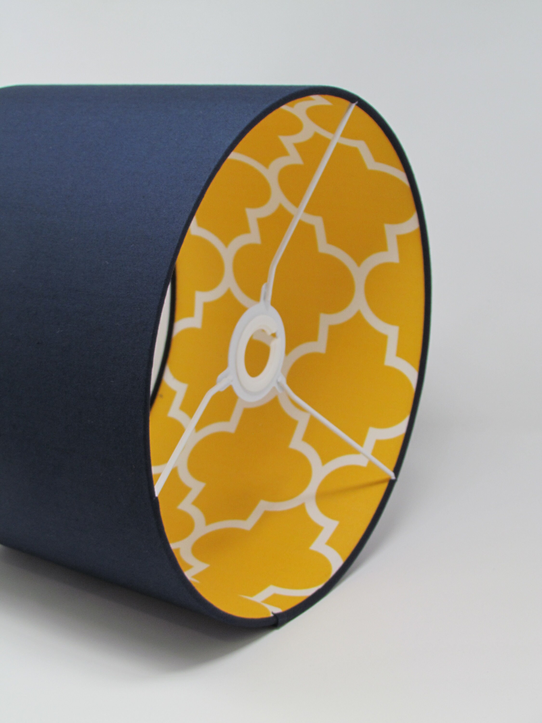 NEW Handmade Navy Blue and Mustard Yellow Quatrefoil Lining Etsy