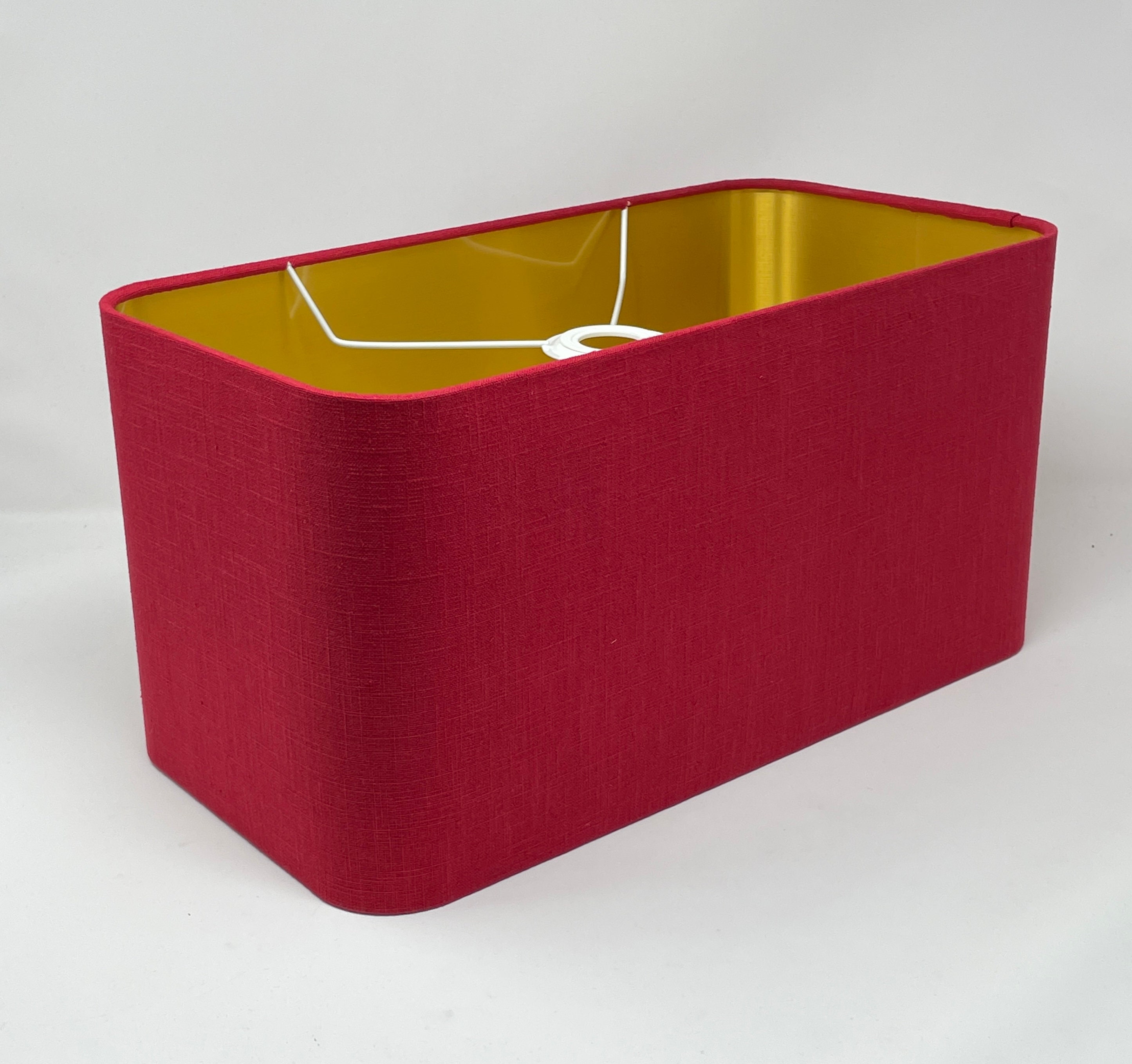 Dark Red Textured 100 Linen Brushed Gold Rounded Rectangle