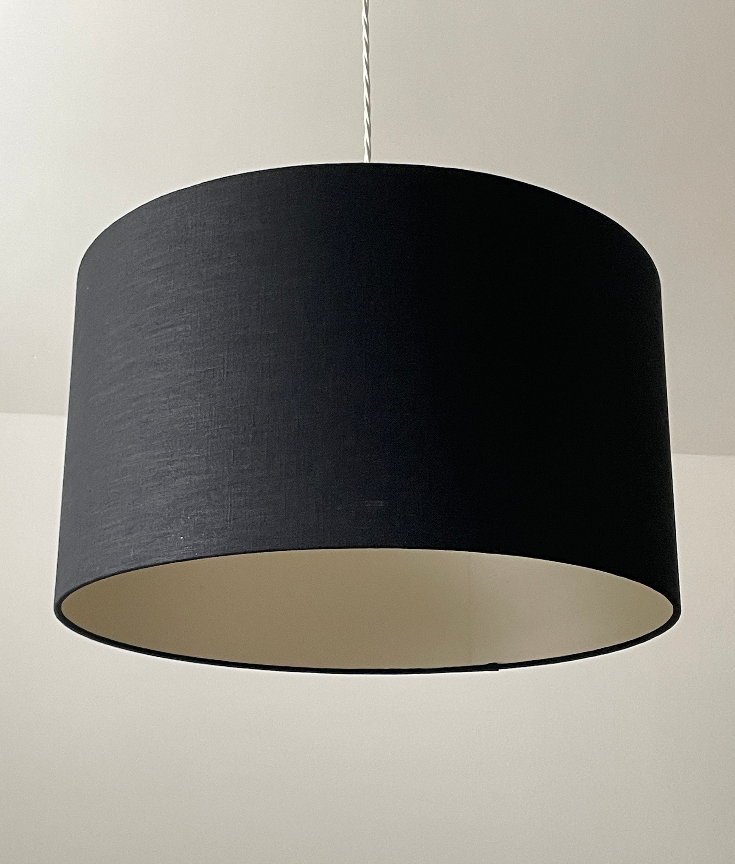 Details about   Lampshade Jet Black Textured 100% Linen Drum Light Shade 
