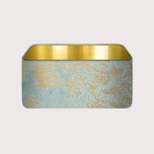 Duck Egg Blue Gold Foil Marbled Velvet Brushed Gold Rounded Rectangle Lampshade