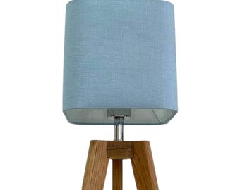 Pale Blue Textured 100% Linen Rounded Square Lampshade