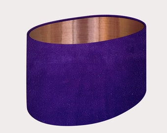 Purple Velvet Brushed Copper Oval Lampshade