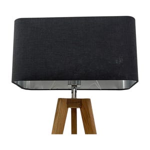 Black Textured 100% Linen Brushed Silver Rounded Rectangle Lampshade