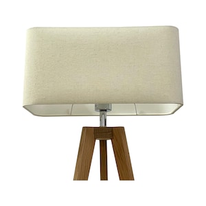 Ivory Cream Linen Cotton Blend Rounded Rectangle Lampshade
