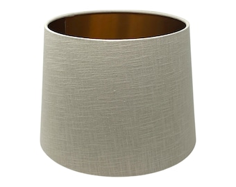 Ecru Beige Textured 100% Linen Brushed Copper Tapered Empire Lampshade