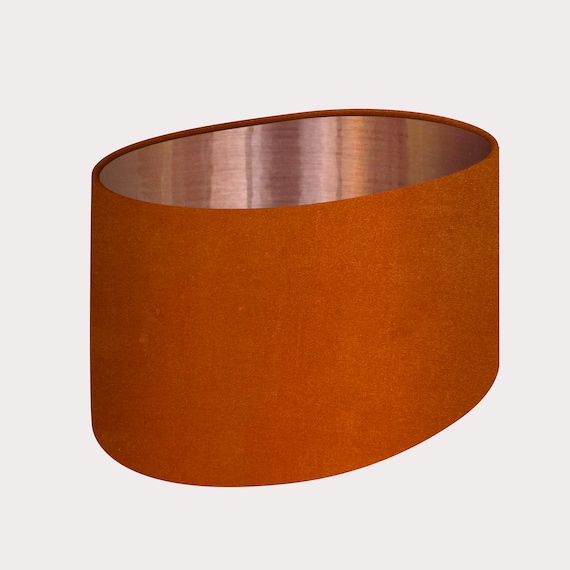Details about   Oval Lampshade Burnt Orange Velvet Fabric with a Brushed Silver Metallic Lining 