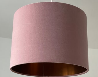 Pink Velvet Fabric Lampshade Brushed Metallic Copper Gold *7 linings* 