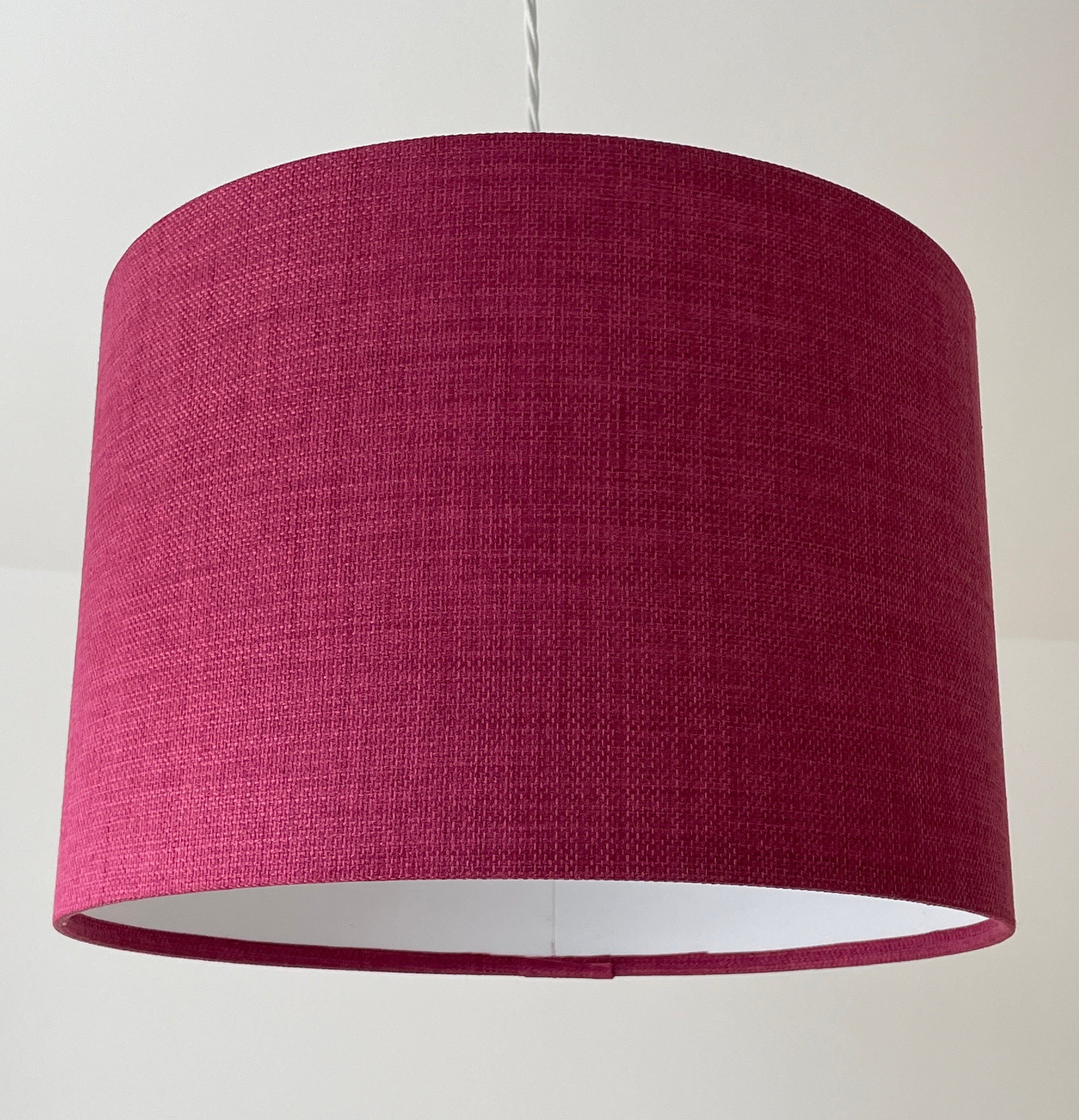 Raspberry Pink Textured Woven Crosshatch Rounded Square Lampshade Light Shade 