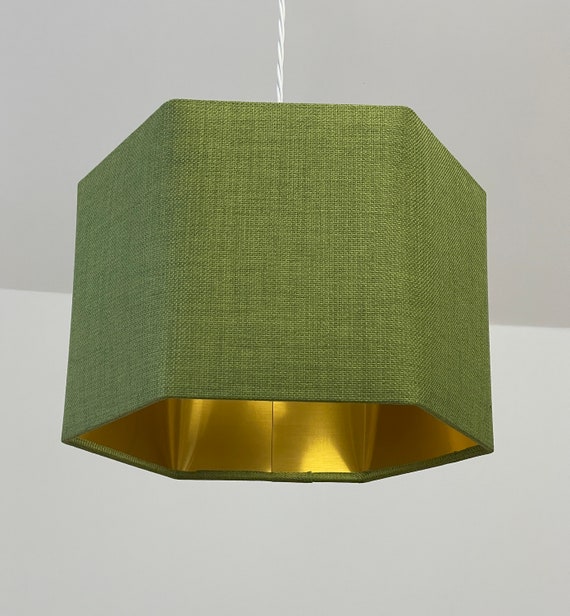 Lime Green Textured Woven Fabric Drum Lampshade with Brushed Silver 
