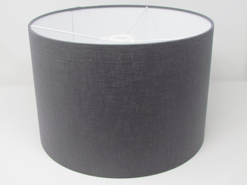 Lampshade Charcoal Grey Textured 100 Linen Drum Light Shade Etsy