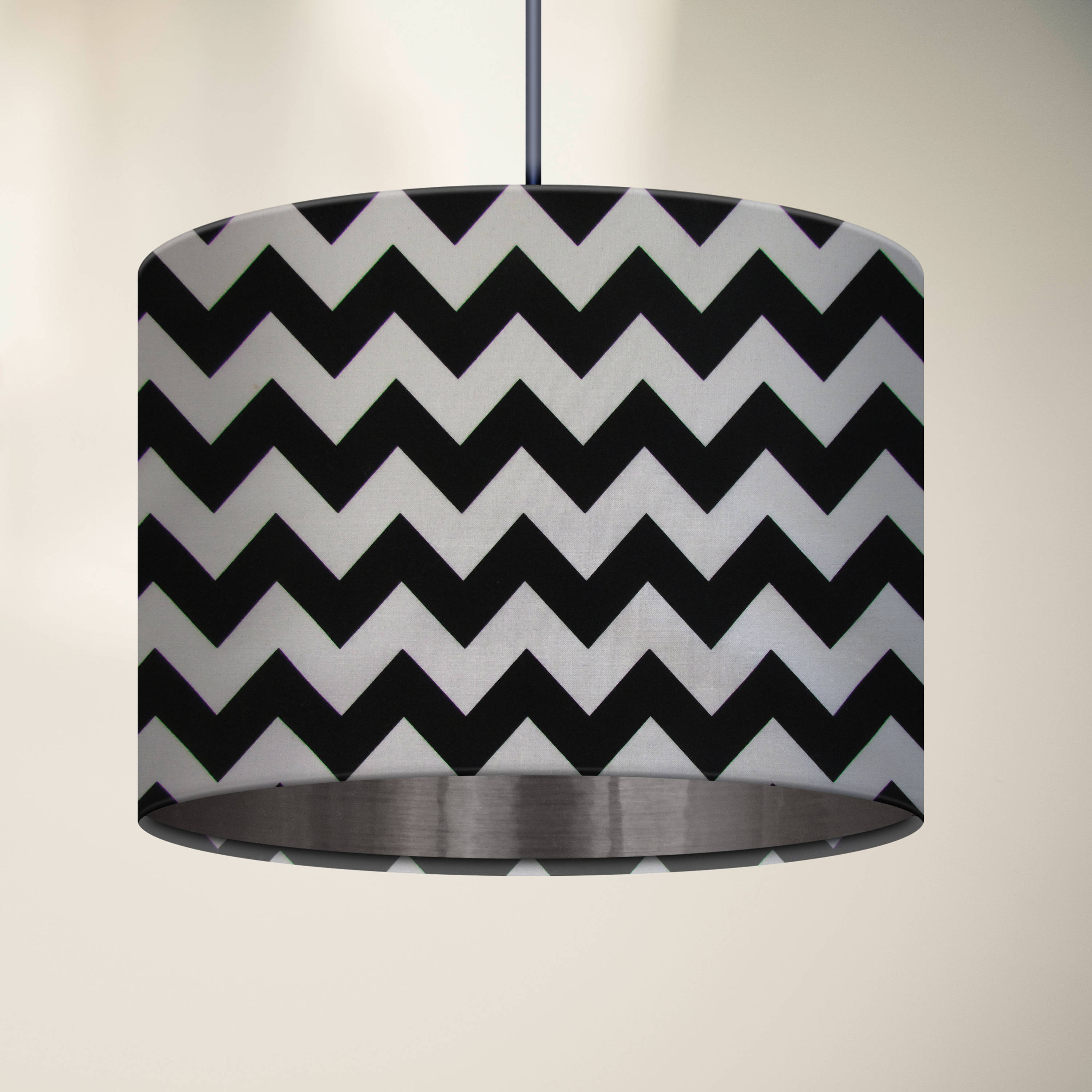 Abat Jour Rayé Noir Et Blanc Abat-jour à tambour en argent brossé Zig Zag noir et blanc - Etsy Canada