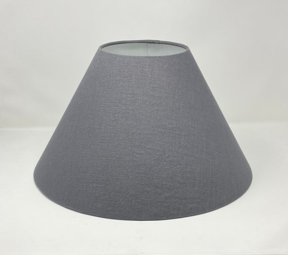 Charcoal Grey Textured 100 Linen Coolie Tapered Lampshade Ireland Linen Coolie Tapered Lampshade, Dark Grey Linen Lamp Shade