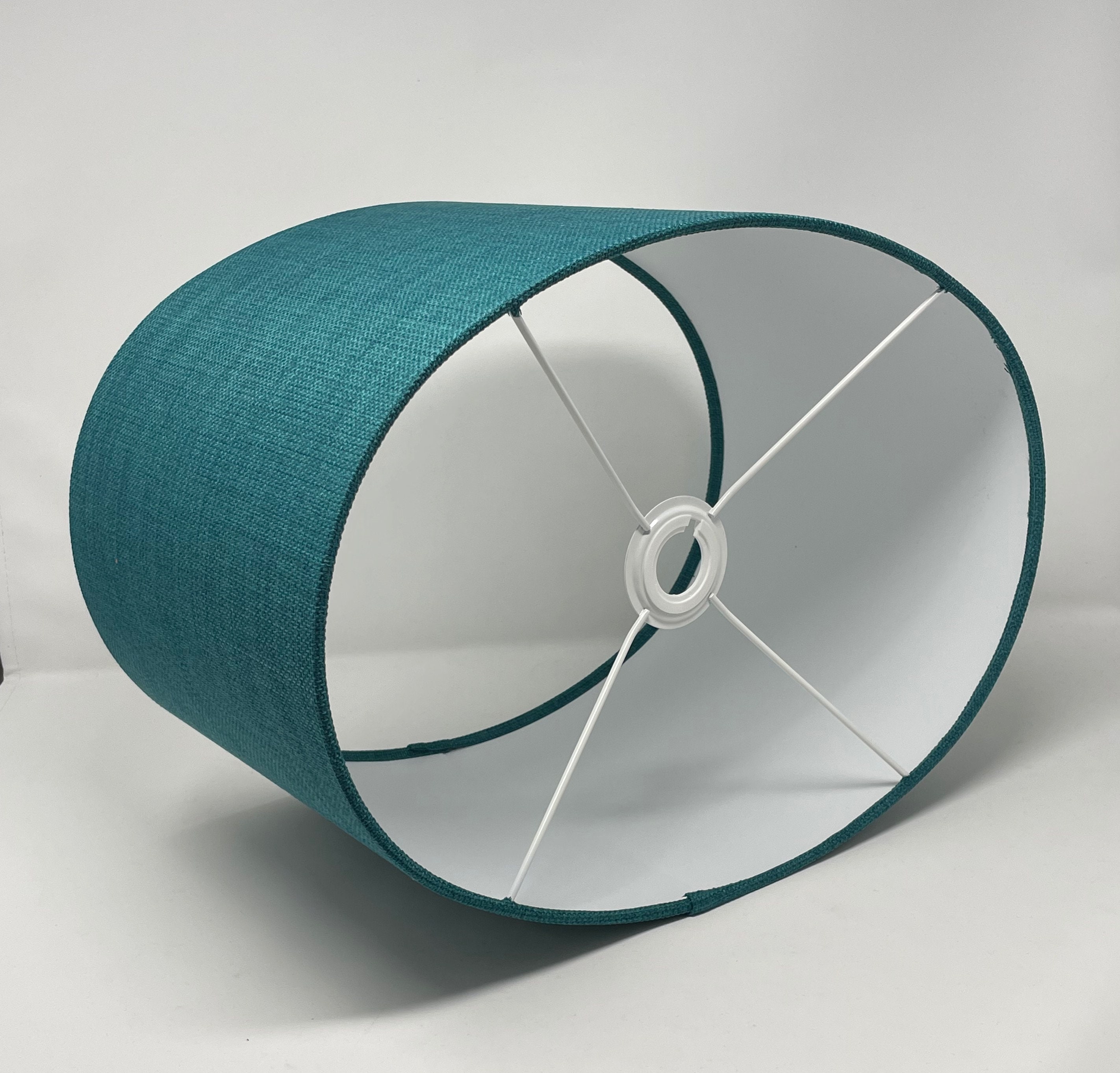 Oval Rounded Lampshade Light Shade Teal Blue Textured Woven Etsy