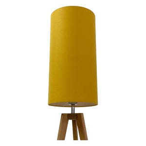 Mustard Yellow Textured 100% Linen Extra Tall Cylindrical Drum Lampshade