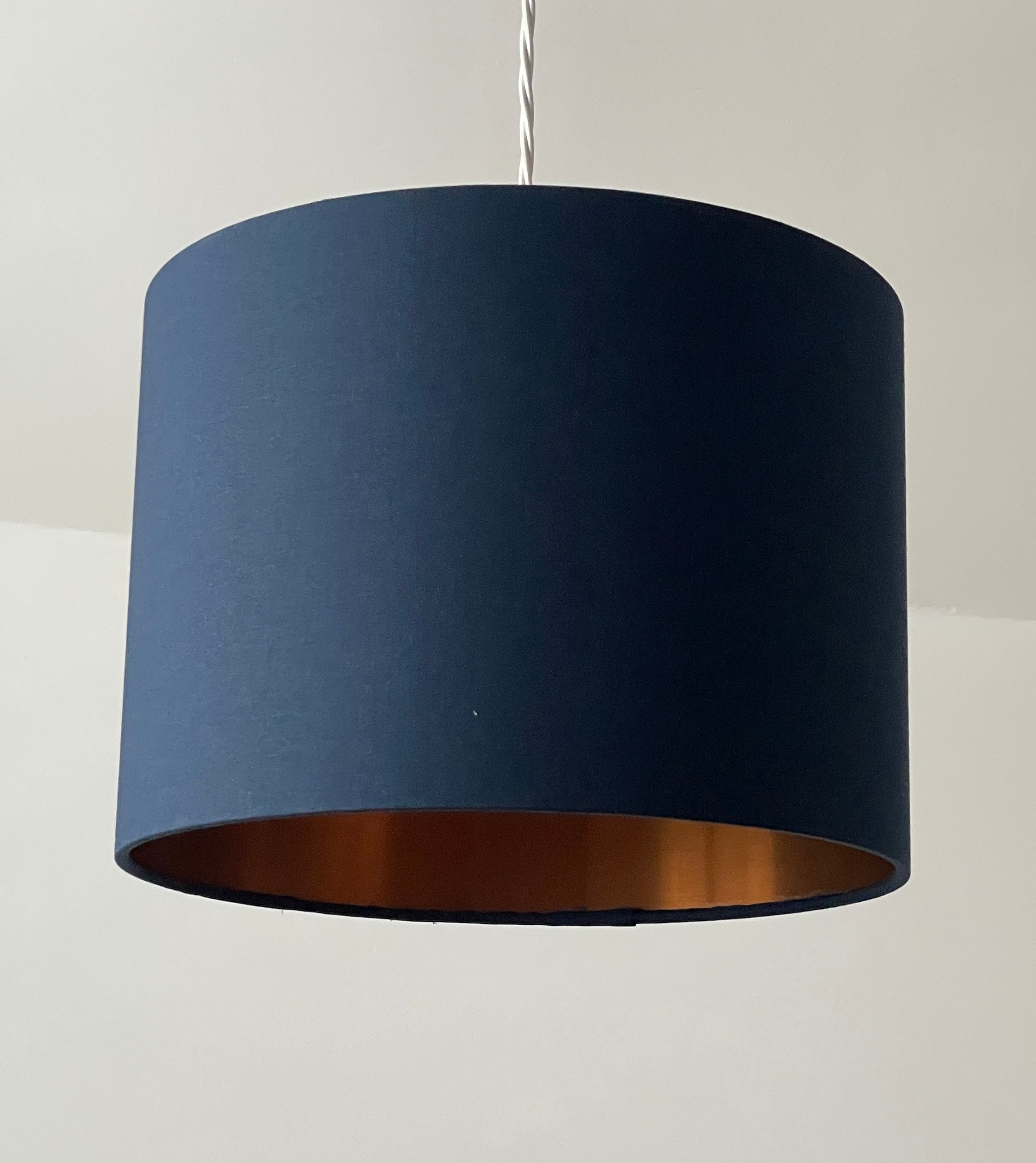 Navy Blue Cotton Brushed Copper Drum Lampshade Etsy Australia