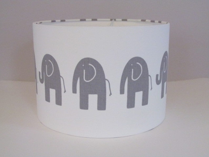 Handmade Lampshade Modern White & Grey Elephant Nursery Etsy