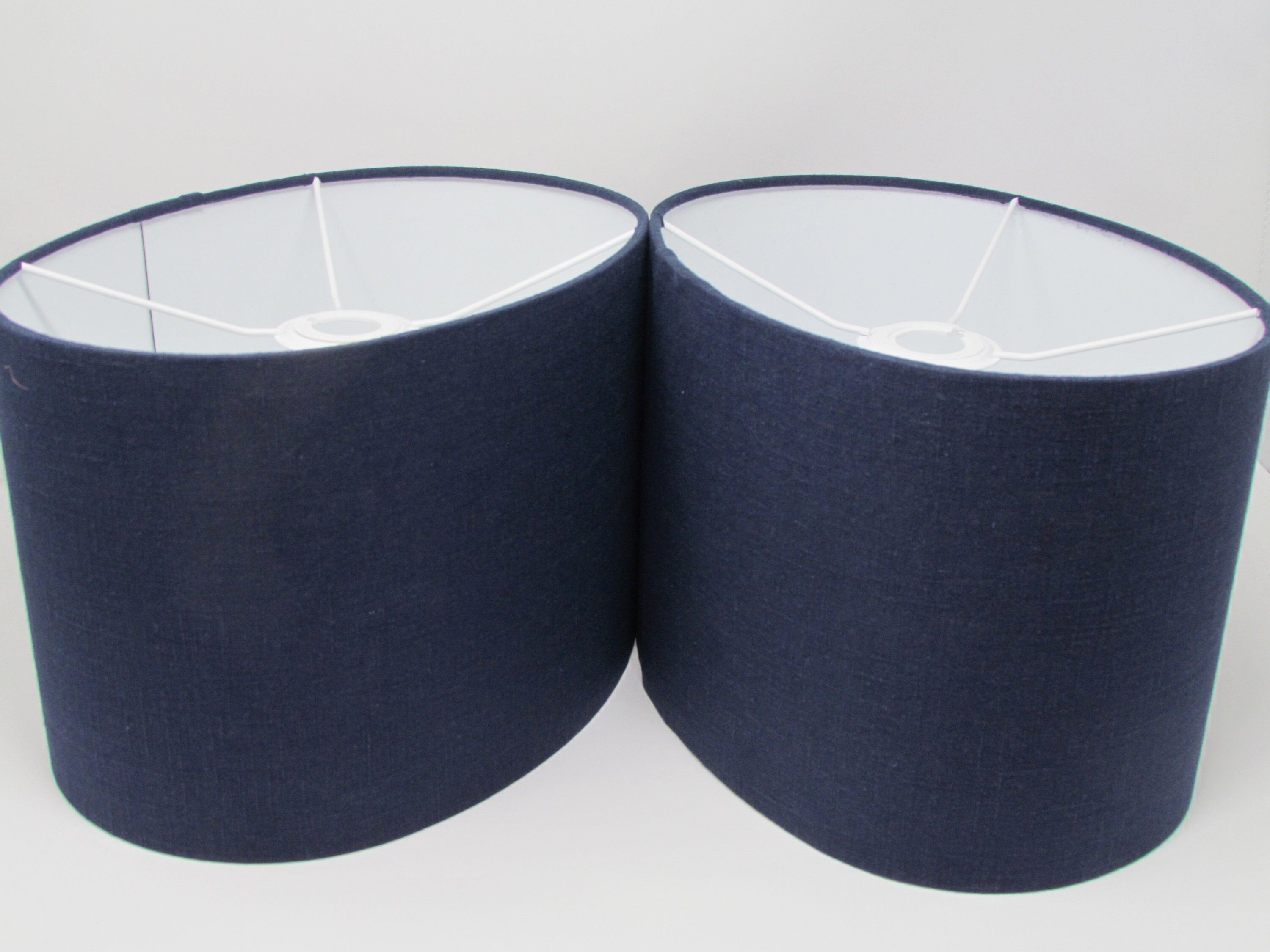 Navy Blue Textured 100 Linen Oval Lampshade Etsy UK