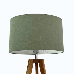 Sage Green Textured 100% Linen Drum Lampshade