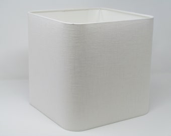 White Textured 100% Linen Rounded Square Lampshade