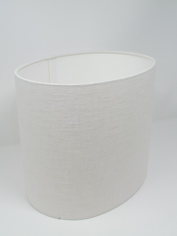 Oval Rounded Lampshade Light Shade Off White Cream 100 Linen Oval Rounded Lampshade Light Shade Off, Textured Lamp Shade White