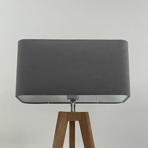 Light Grey Velvet Rounded Rectangle Lampshade