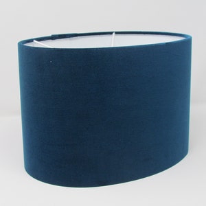 Oval Rounded Lampshade Light Shade Teal Blue Velvet Fabric