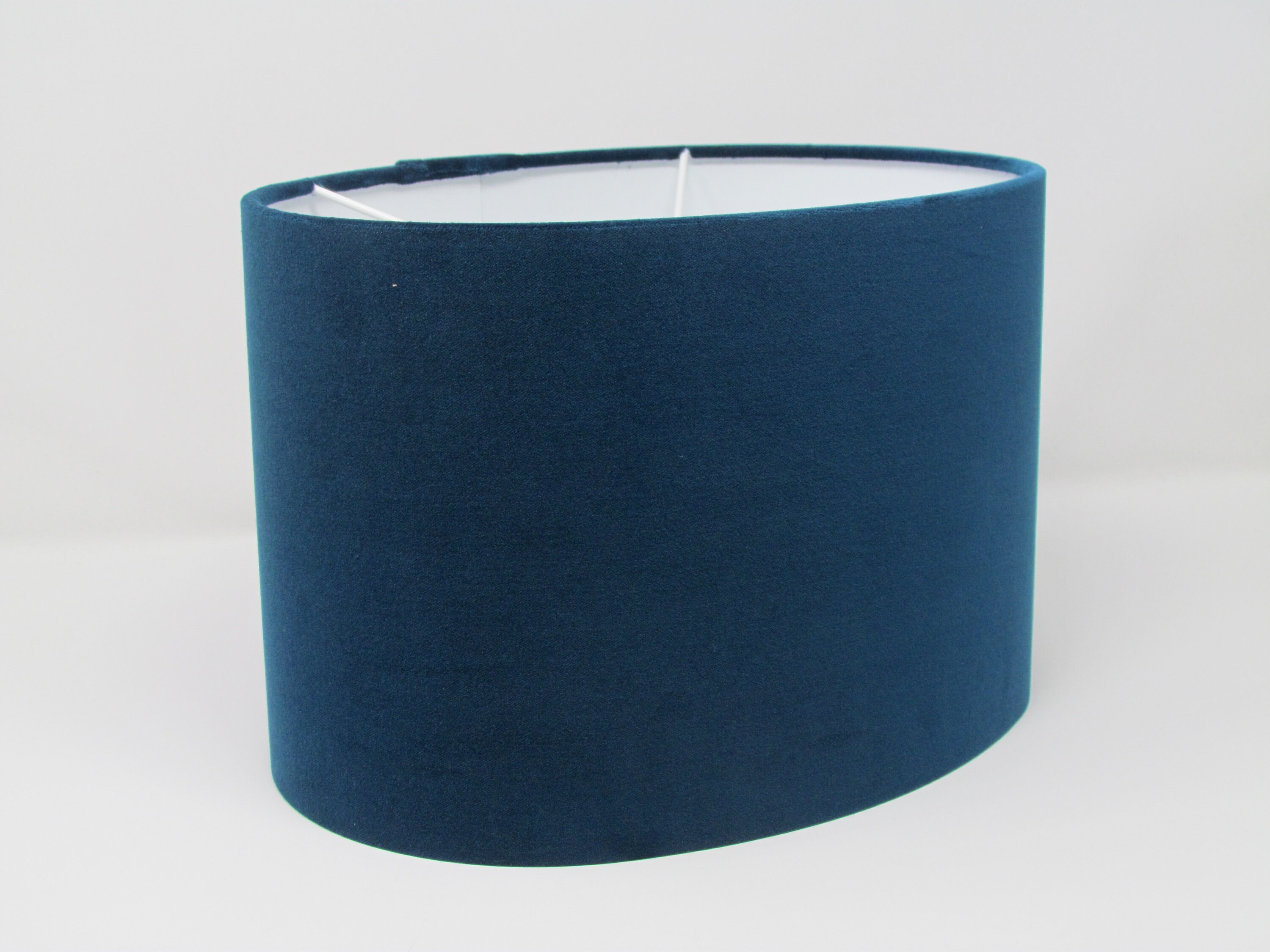 Oval Rounded Lampshade Light Shade Teal Blue Velvet Fabric Etsy