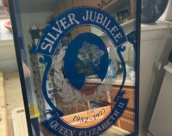 Espejo coleccionable vintage del Jubileo de Plata de la Reina Isabel