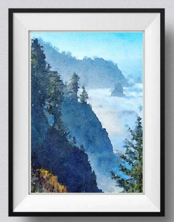 Oregon Boardman State Park Wall Art Print Watercolor Painting Etsy