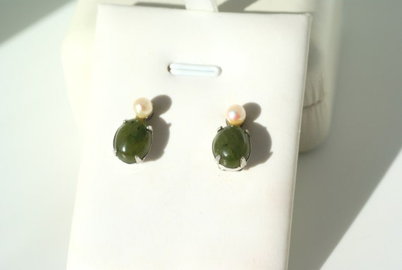 Pearl & Cabochon earrings in Sterling Siver - image 1