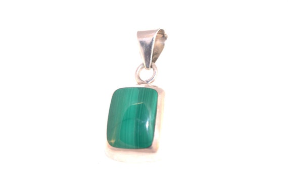 Vintage Malachite Pendant in Silver - Made in Mex… - image 3
