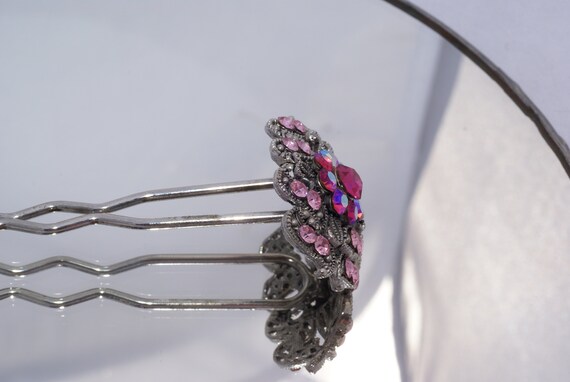 Pink Jeweled Reproduction of Victorian Hairclip - image 5