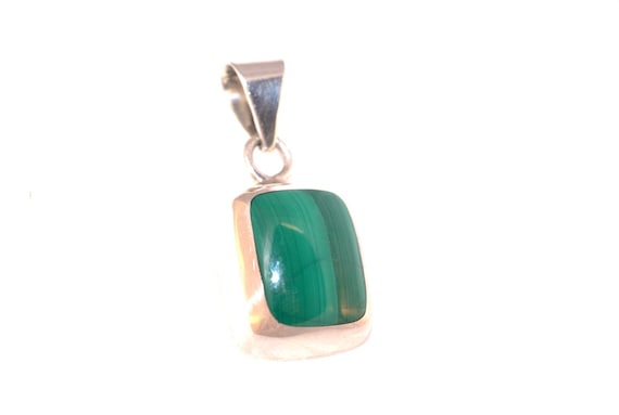 Vintage Malachite Pendant in Silver - Made in Mex… - image 2