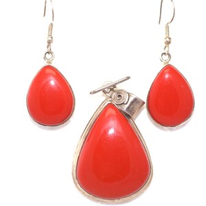 Sterling Silver Red Jasper set - Pendant & Earrings