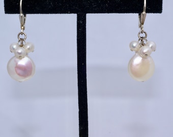 Dime Pearl Earrings with Sterling Silver