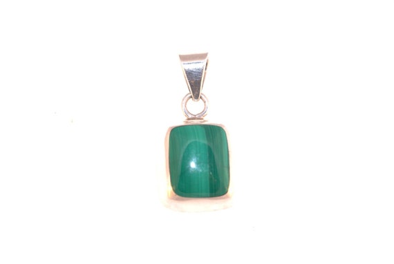 Vintage Malachite Pendant in Silver - Made in Mex… - image 1