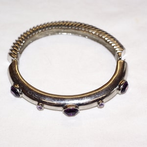 Bangle 14 Kt White Gold with Amethyst and Diamonds