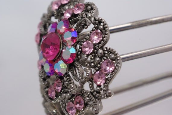 Pink Jeweled Reproduction of Victorian Hairclip - image 9