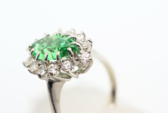 Natural Emerald, Marquise Cut, set in 14 Kt White… - image 8