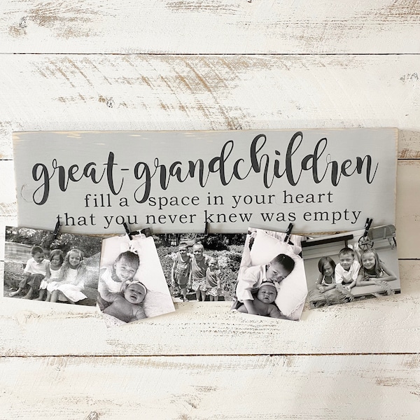 Great Grand kids wood sign photo holder great grandparent gift