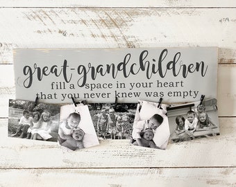 Great Grand kids wood sign photo holder great grandparent gift