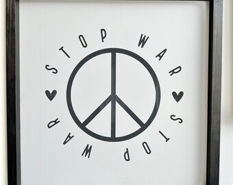 PEACE symbol sign Stop War painted wood sign retro teen room wall decor art decoration hippie